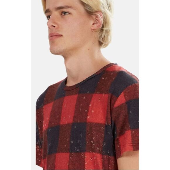 IRO ALESSIO TEE in BUFFALO CHECK in Red & Black NWT Size Small - Picture 4 of 9
